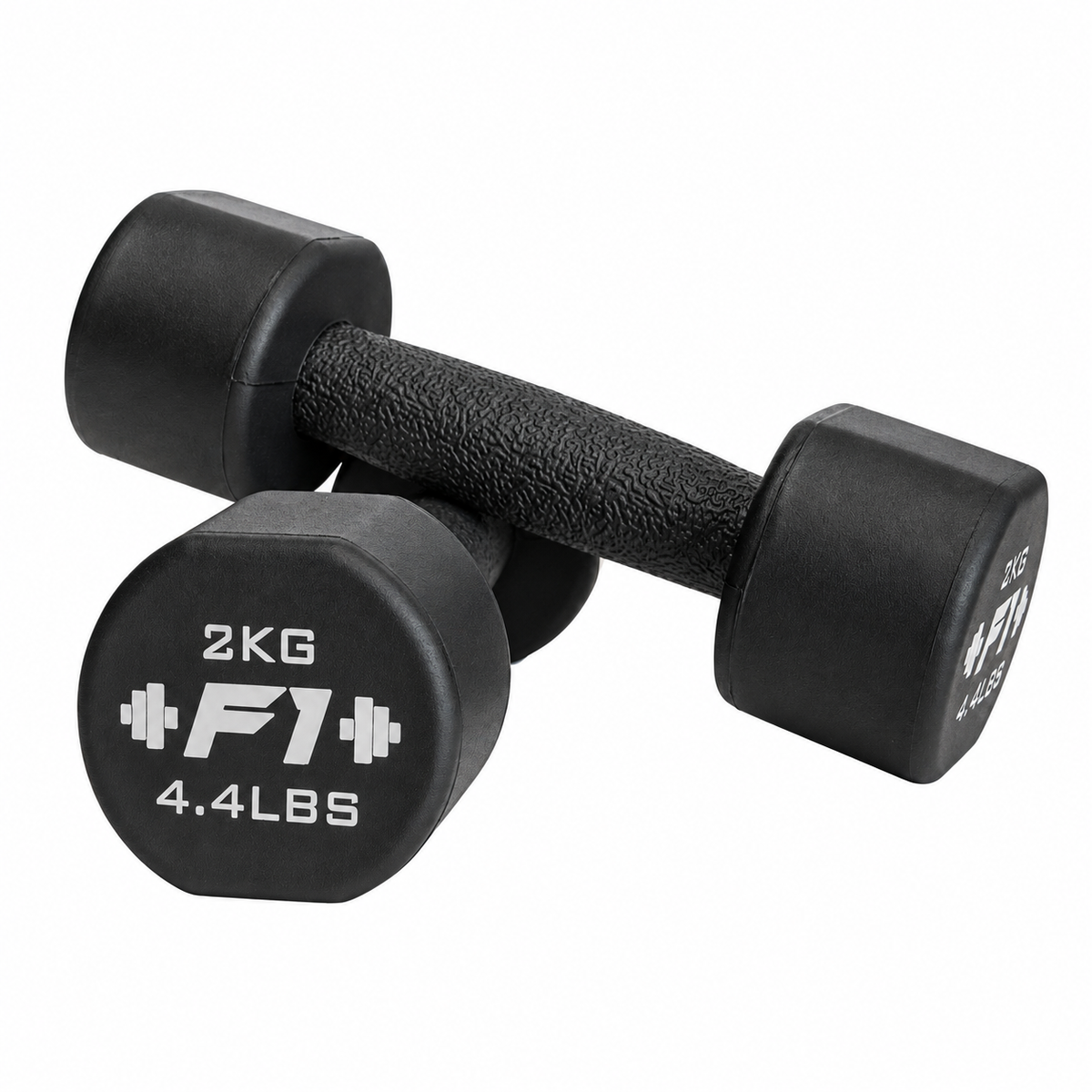 F1 Recreation Premium Round Flat Head Polyurethane Dumbbell with Laser F1 Logo (Pair)