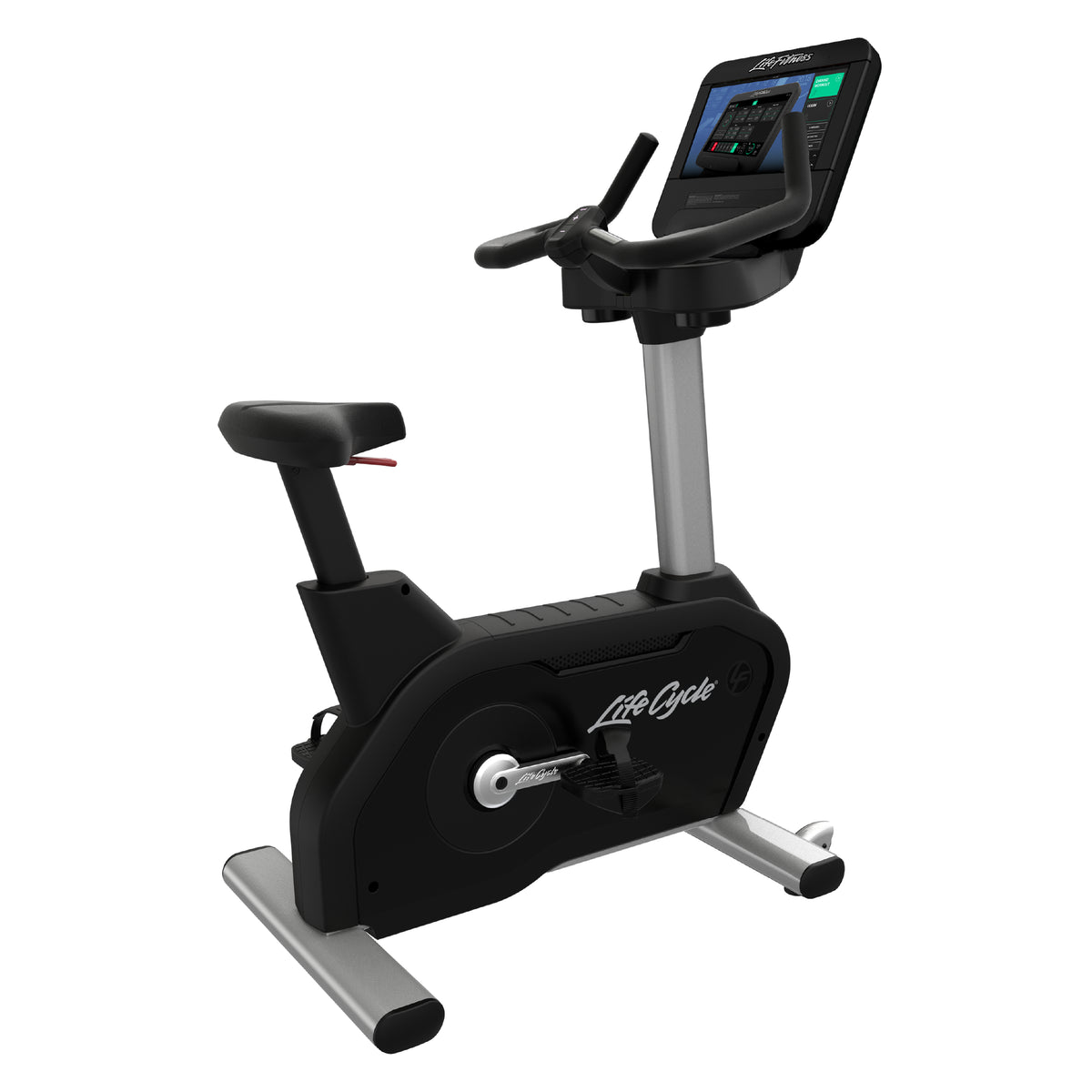 CPO Life Fitness Integrity D Upright Bike SE3HD | Arctic Silver